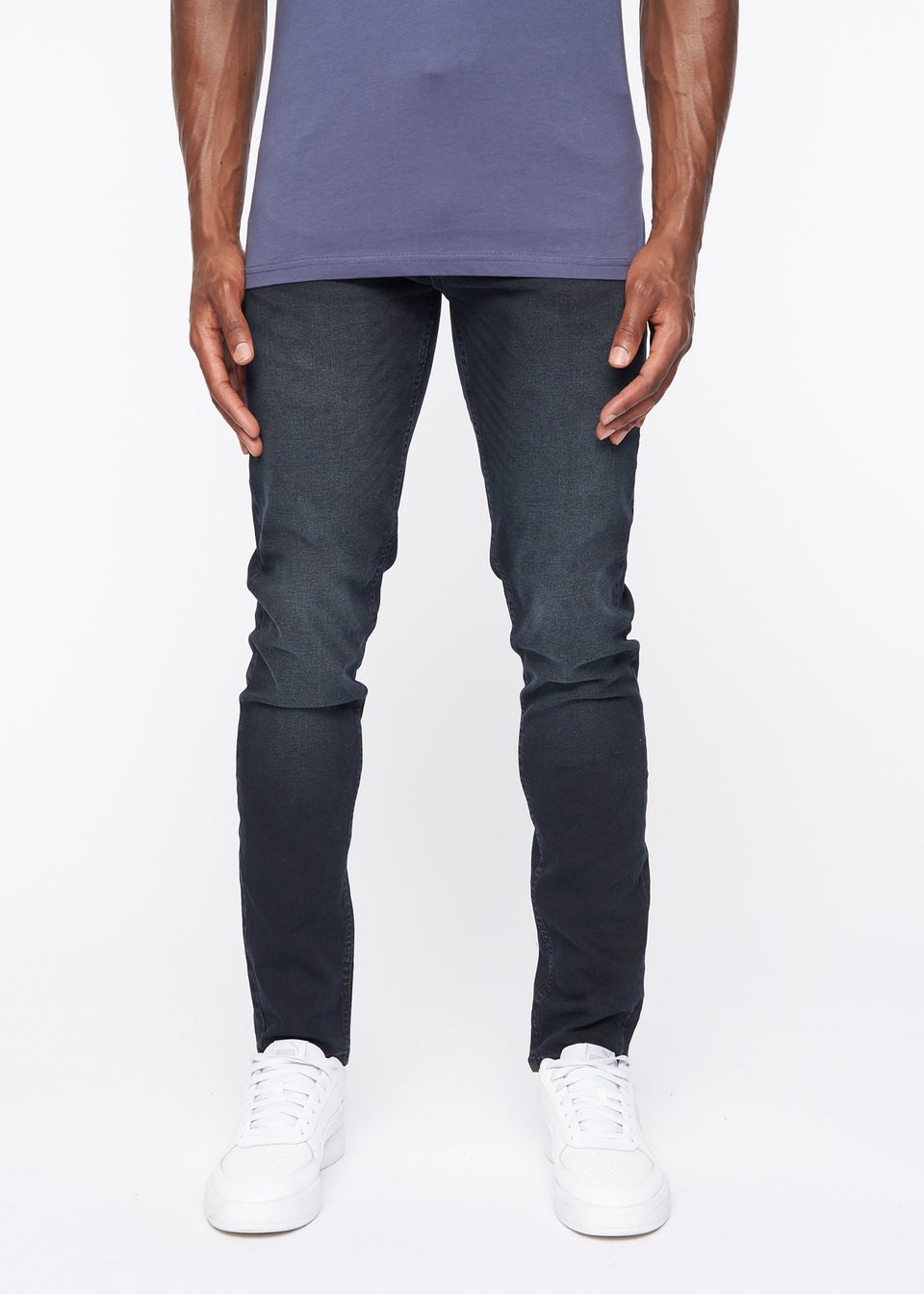 Crosshatch Blue Black Barbeck Slim Fit Denim