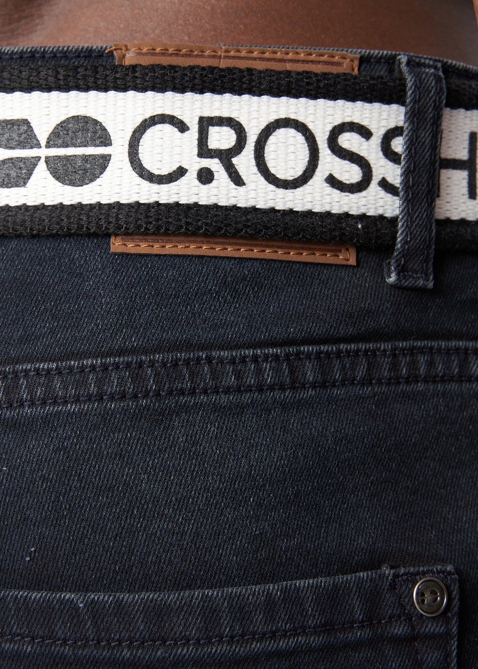Crosshatch Blue Black Barbeck Slim Fit Denim