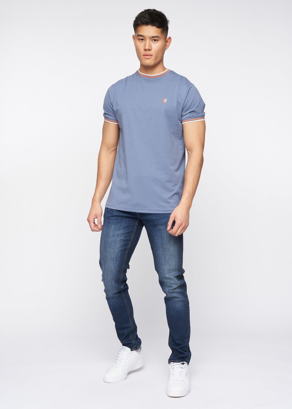 Crosshatch Tinted Blue Barbeck Slim Fit Denim