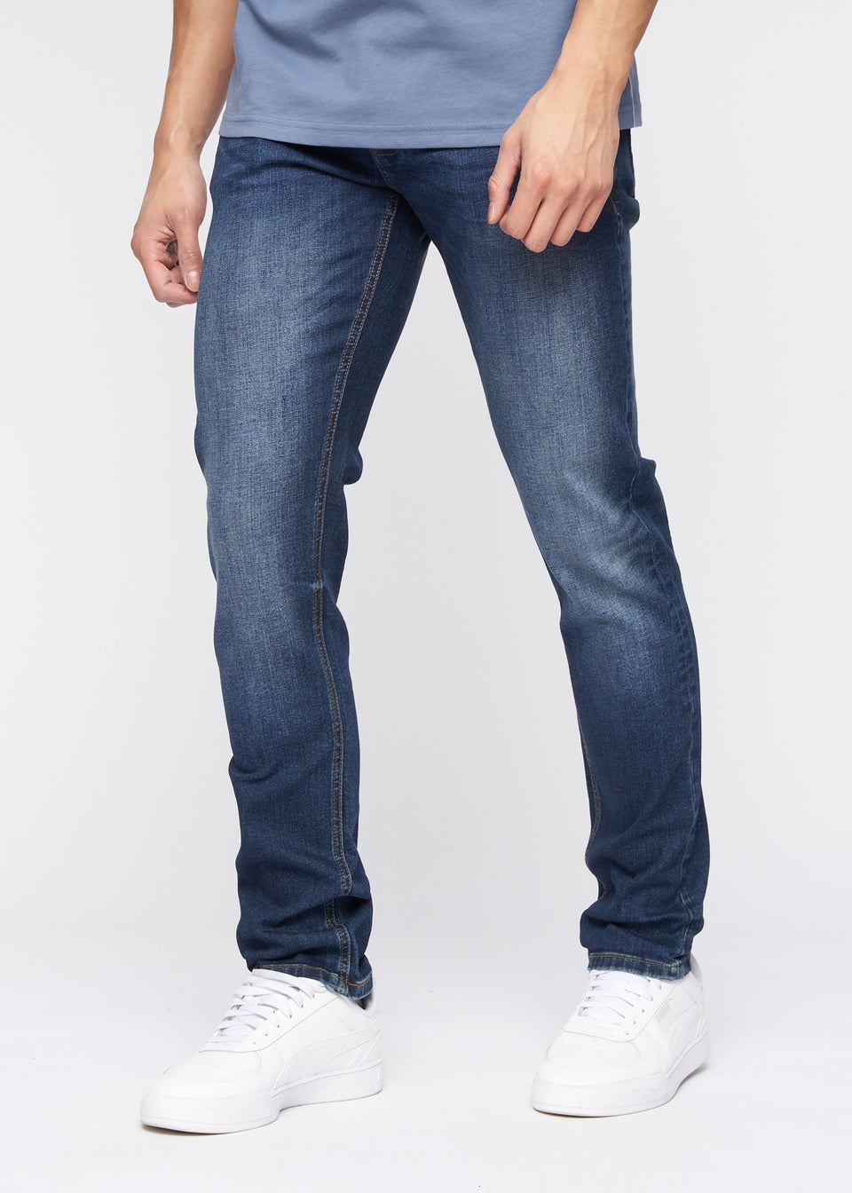 Crosshatch Tinted Blue Barbeck Slim Fit Denim