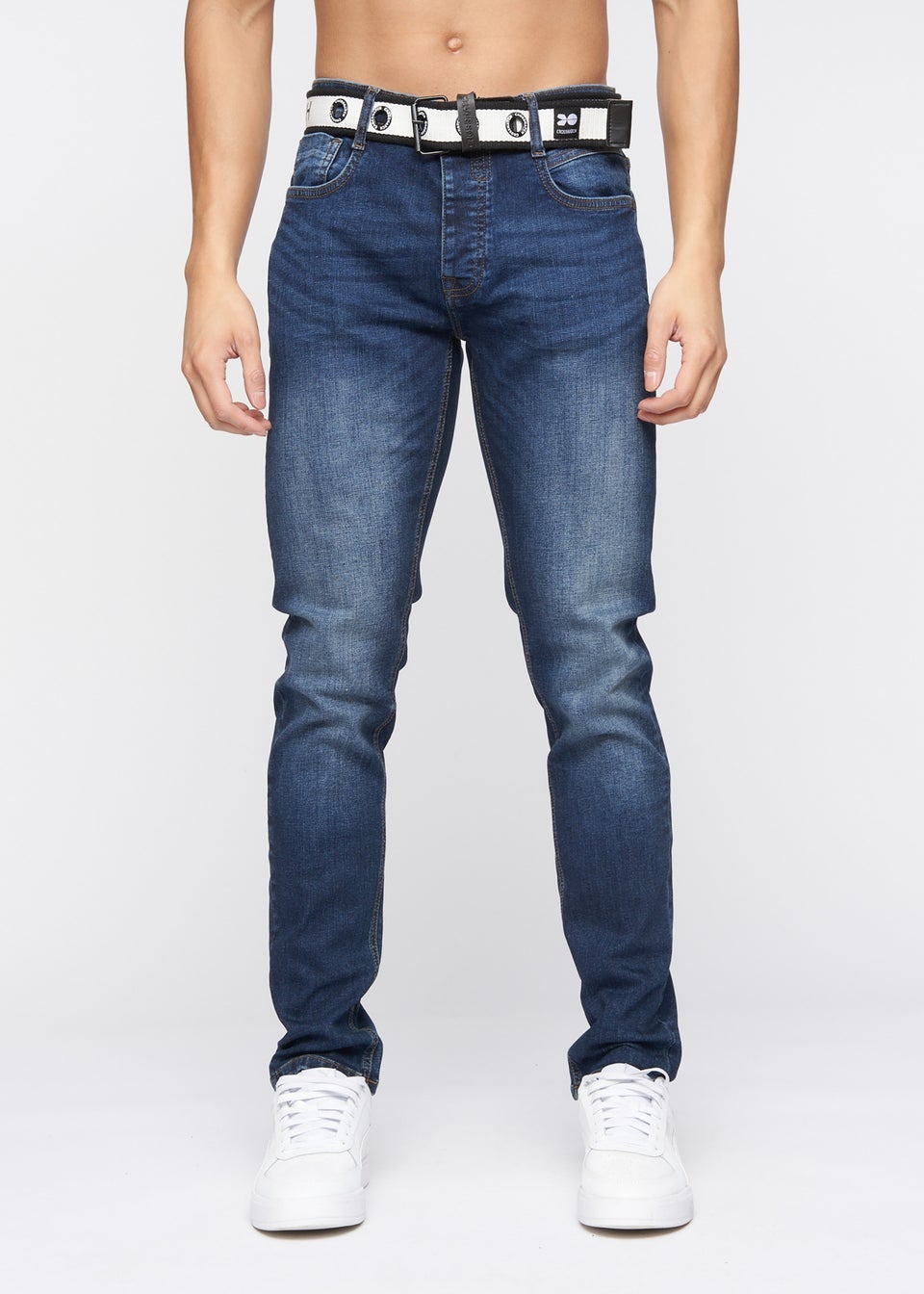 Crosshatch Tinted Blue Barbeck Slim Fit Denim