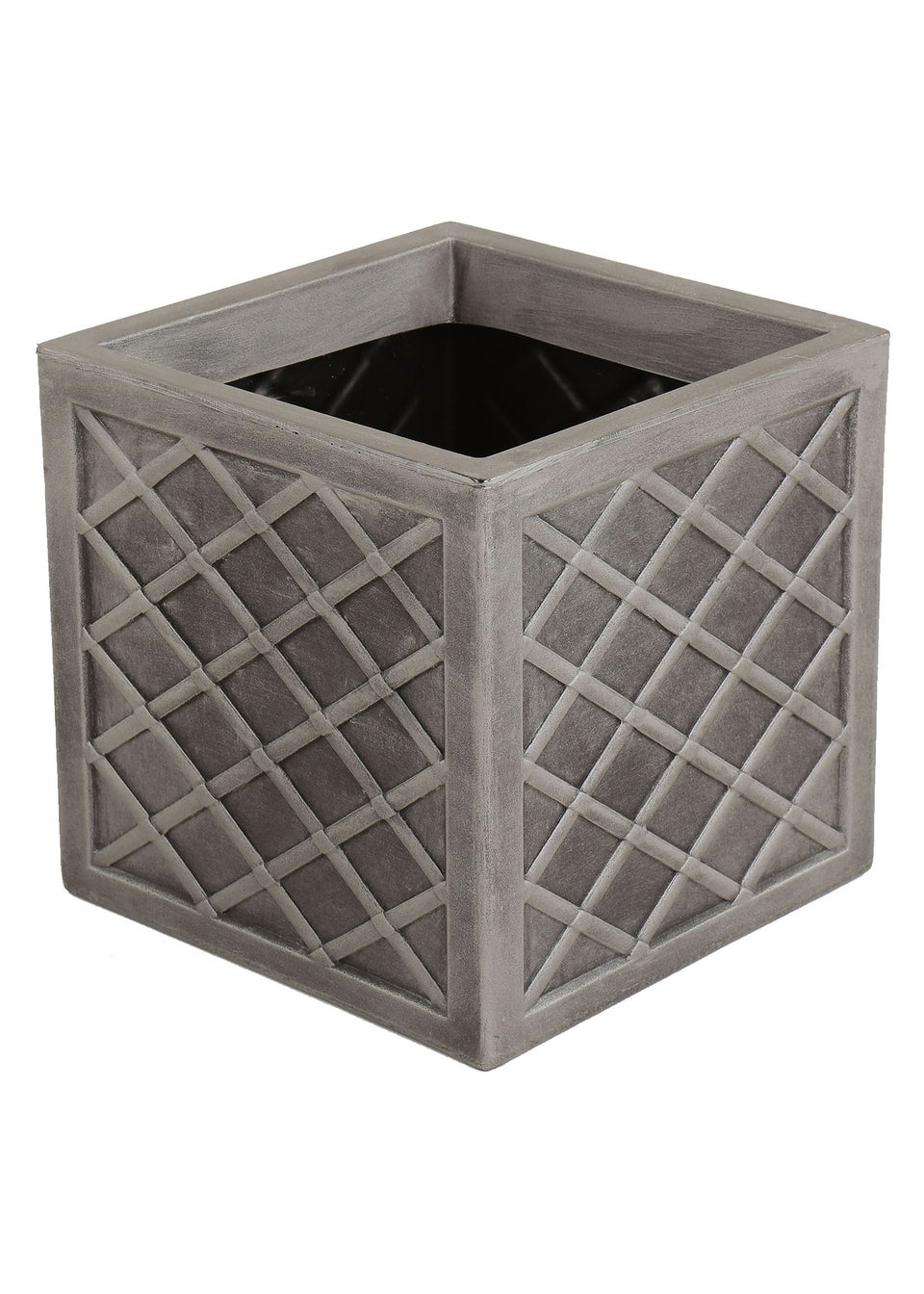 Charles Bentley Pair of Lazio Square Pewter Planters Grey Plastic (Dia. 32cm)