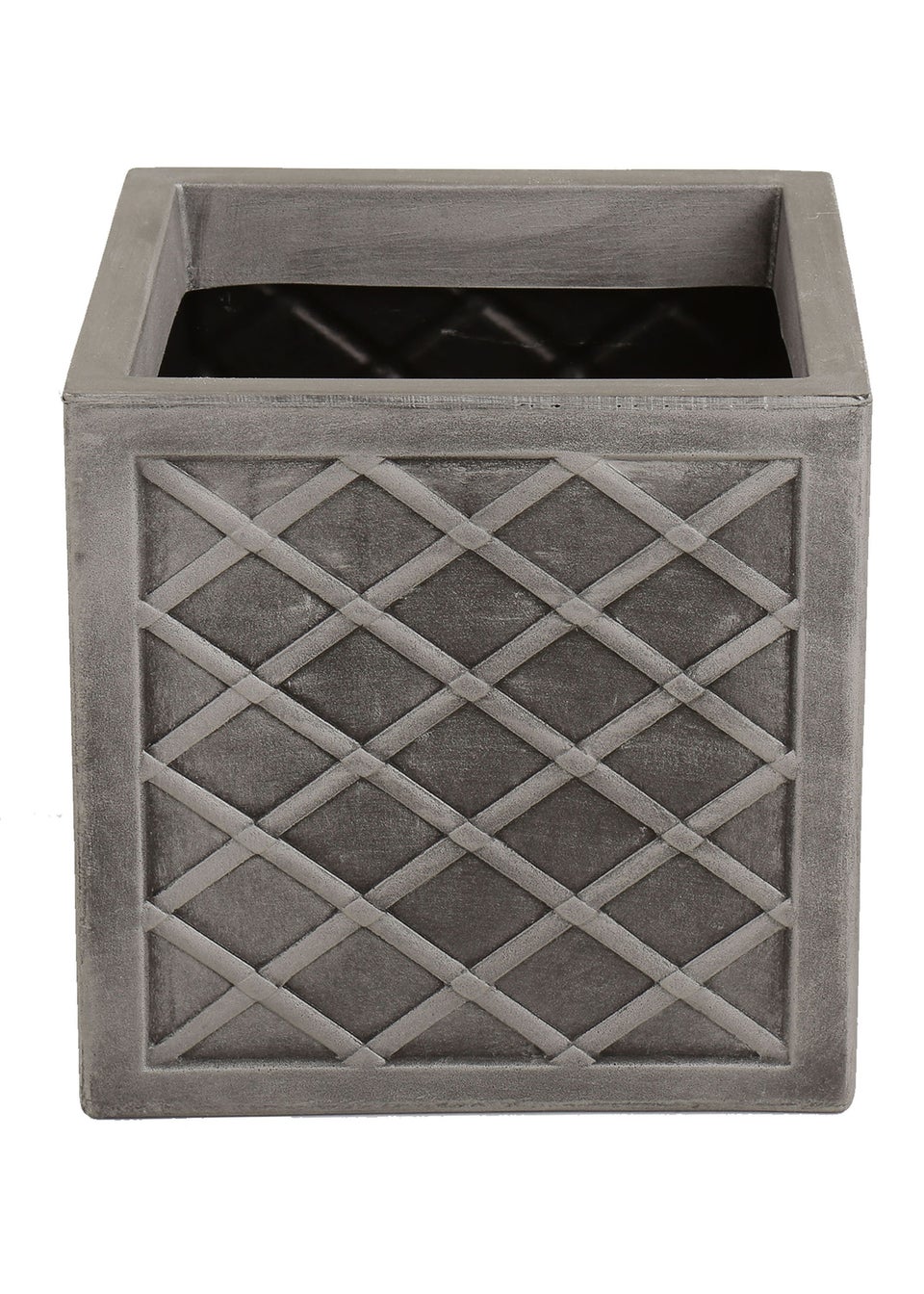 Charles Bentley Pair of Lazio Square Pewter Planters Grey Plastic (Dia. 32cm)