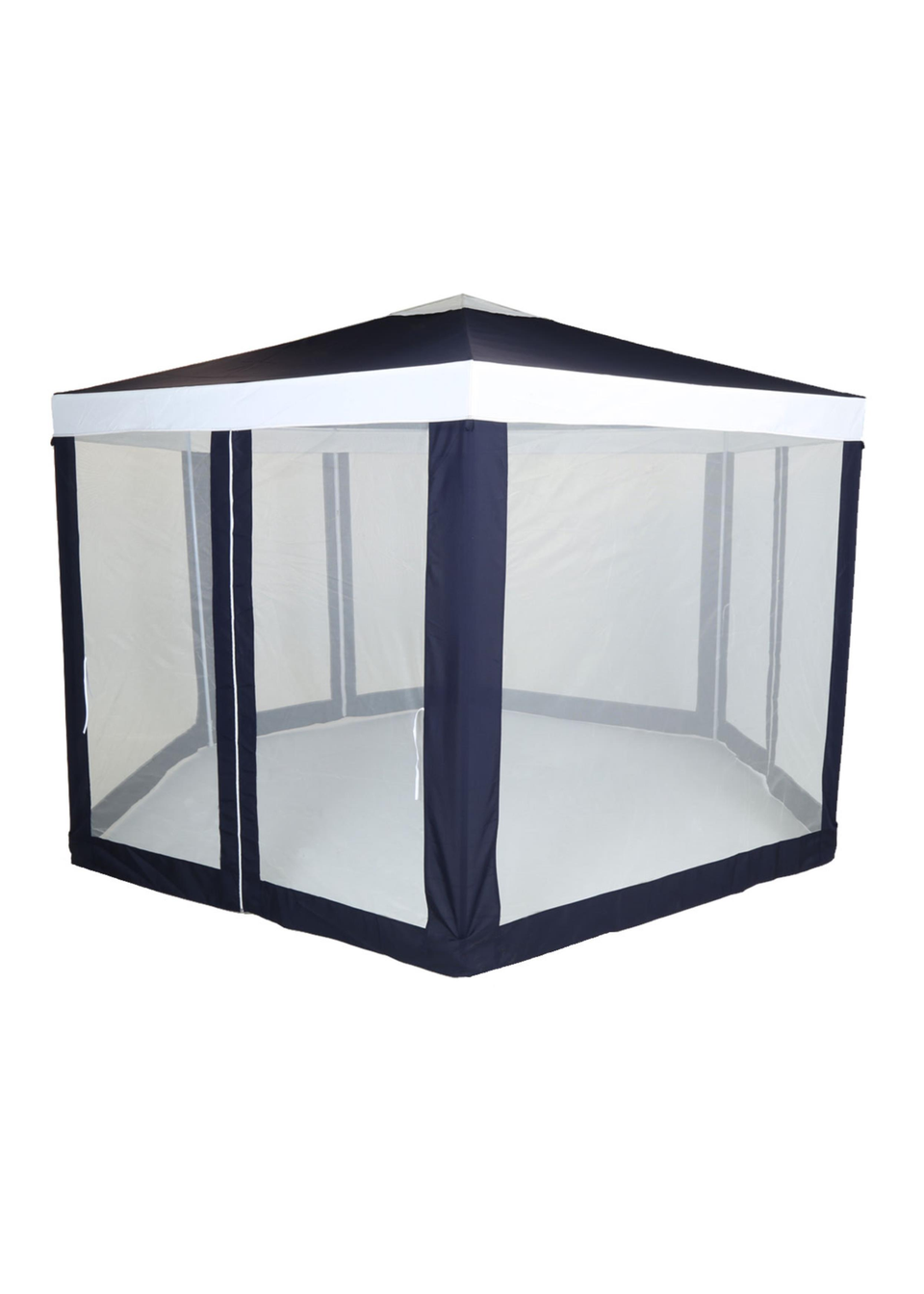 Charles Bentley Hexagonal Gazebo with Mesh Sides Blue/Beige Showerproof (H200cm x W200cm x L200cm)