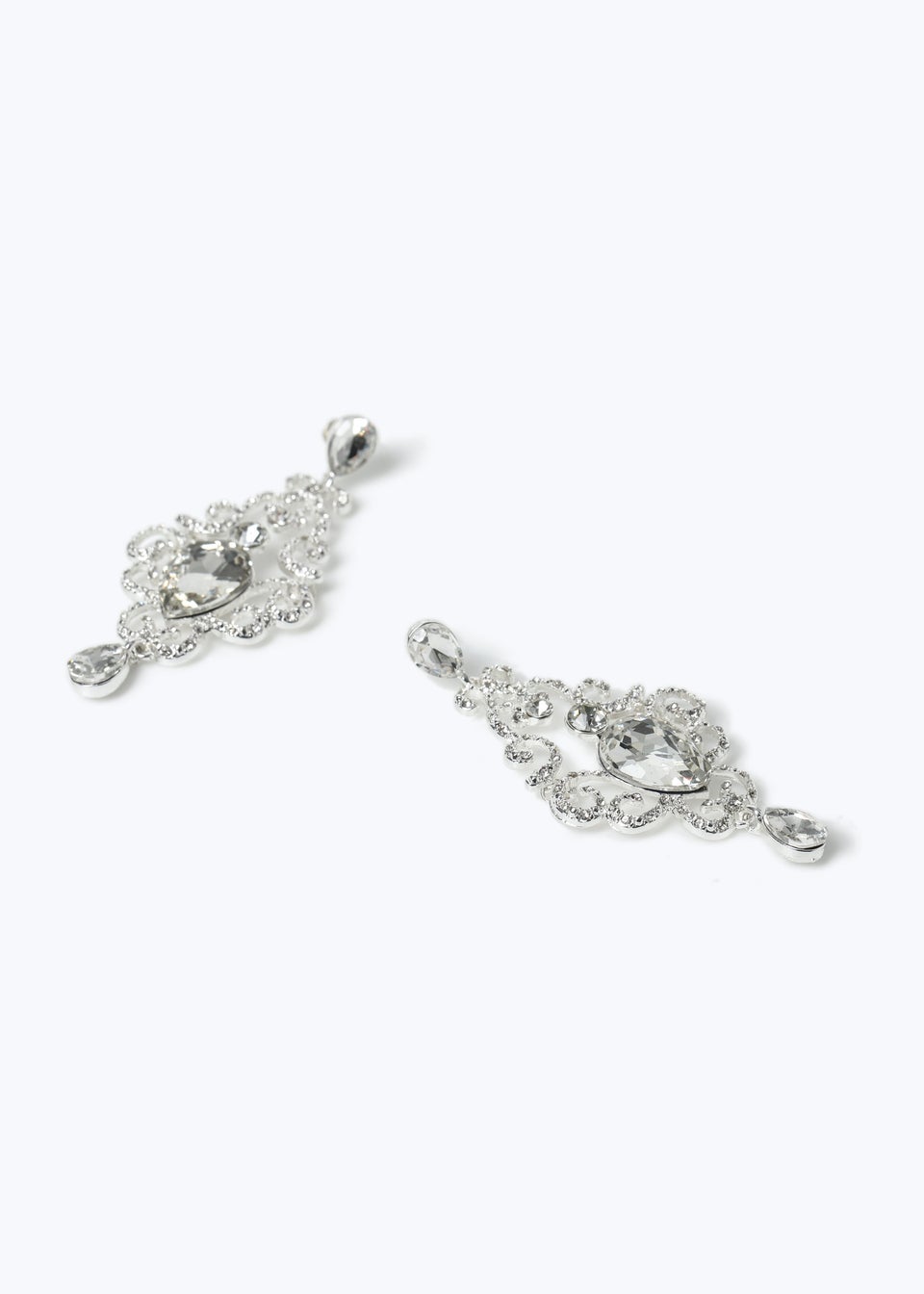 Silver Rhinestone Swirl Earrings