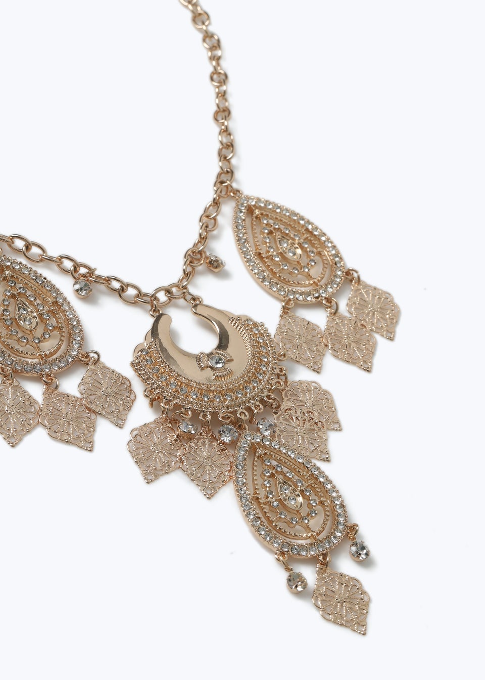 Muse Gold Filigree Charm Collar Necklace