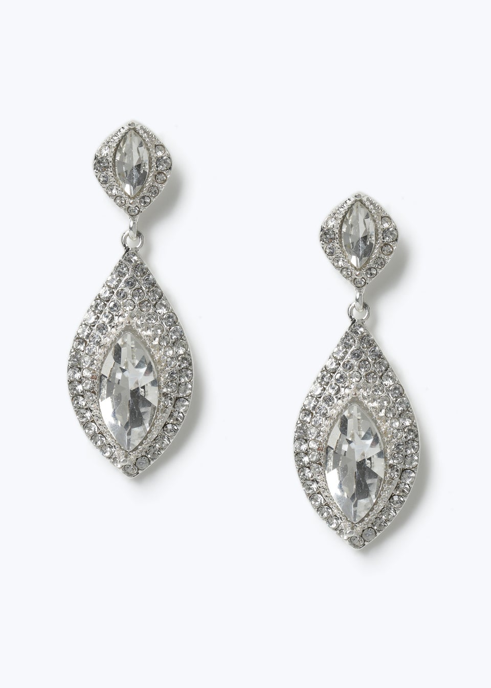 Muse Silver Rhinestone Teardrop Earrings