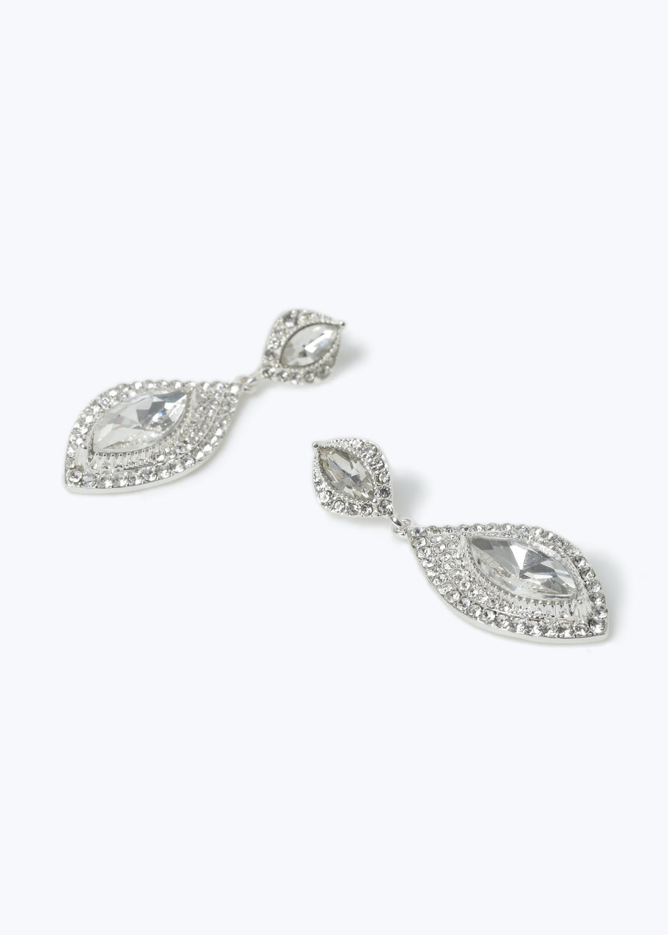 Muse Silver Rhinestone Teardrop Earrings