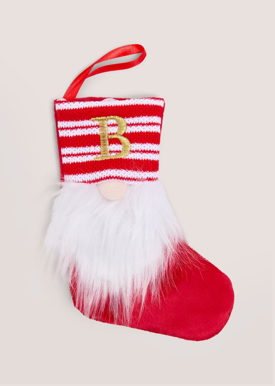 Red Gnome Alphabet Stocking Tree Decoration