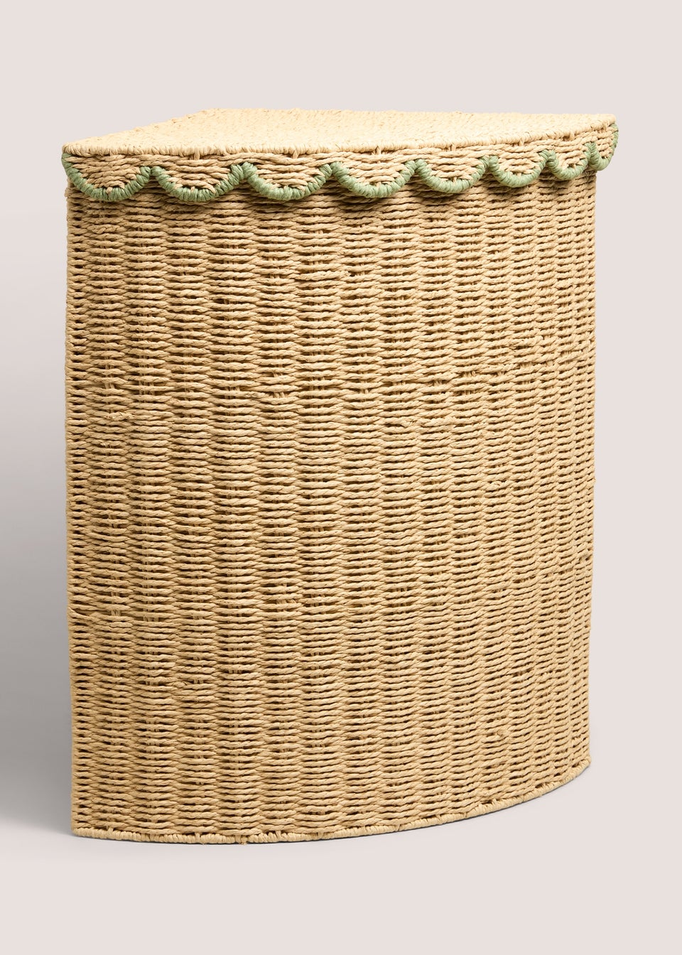 Natural Scallop Edge Corner Large Laundry Basket