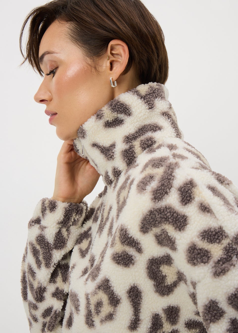 Natural Half Zip Animal Print Fleece