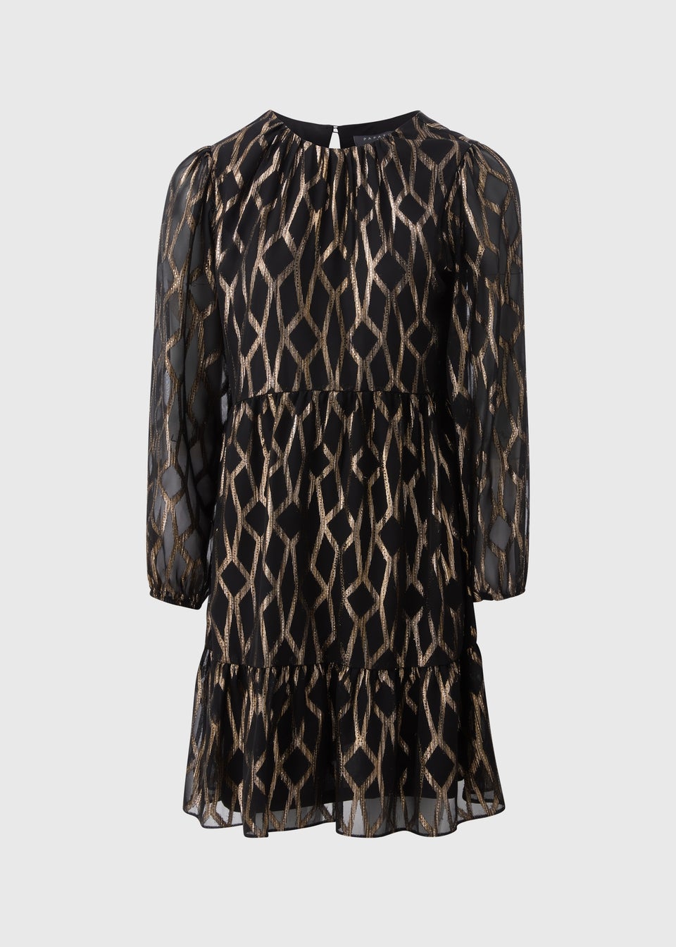 Gold Foil Mesh Mini Dress