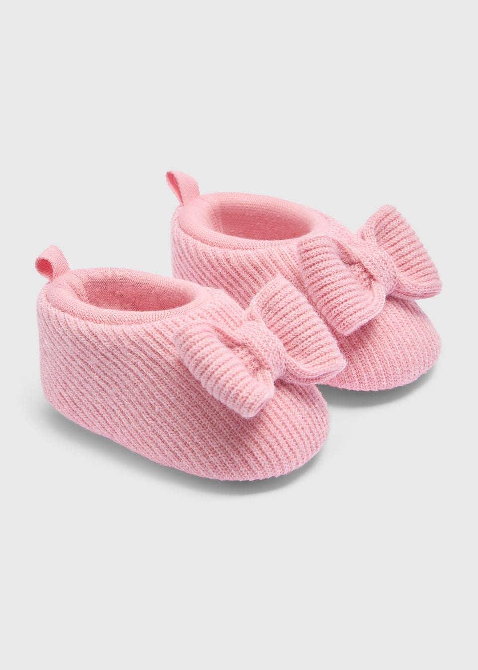 Baby Pink Bow Cable Sock Boots (Newborn-18mths)