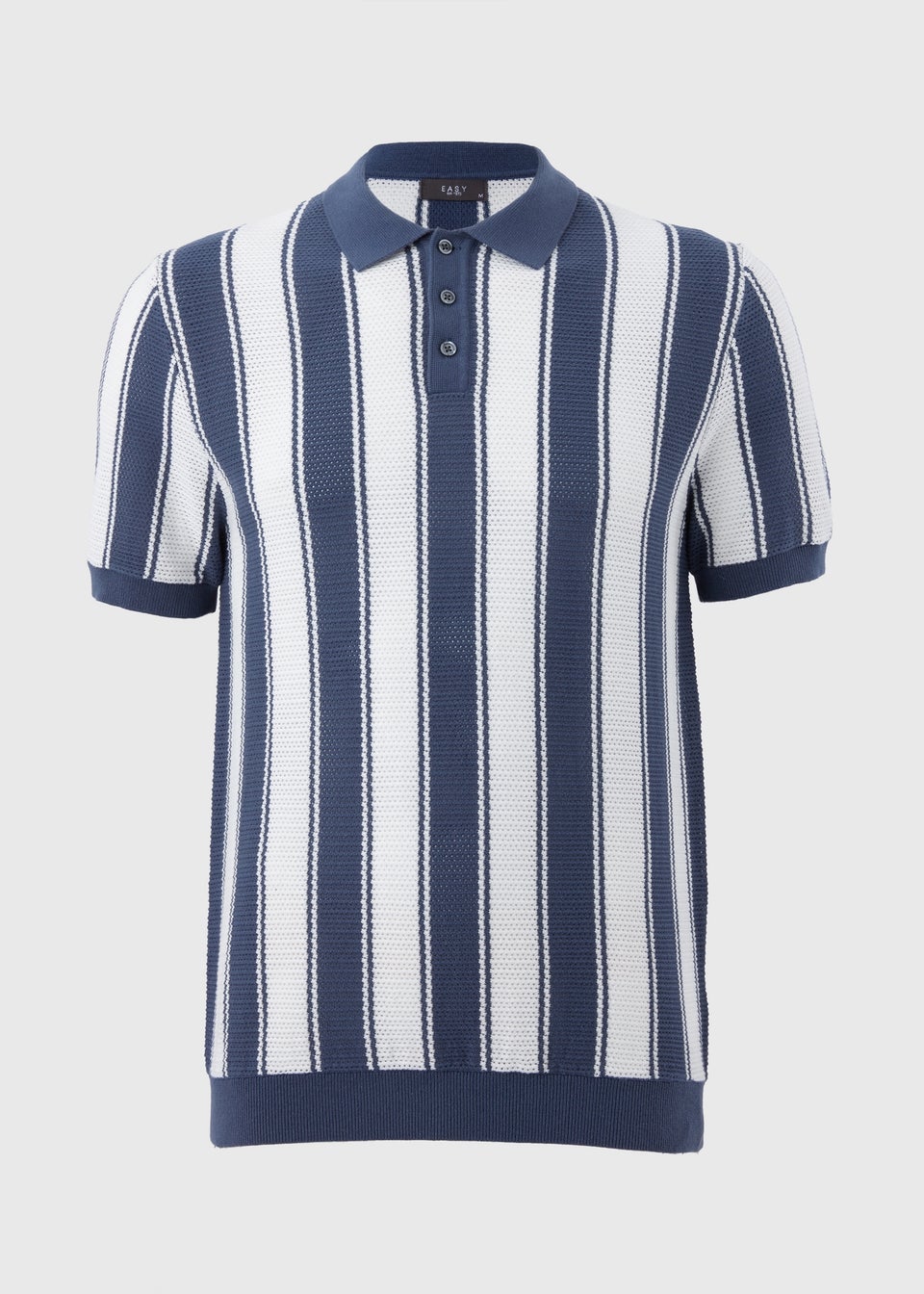 Blue Stripe Knitted Polo Shirt