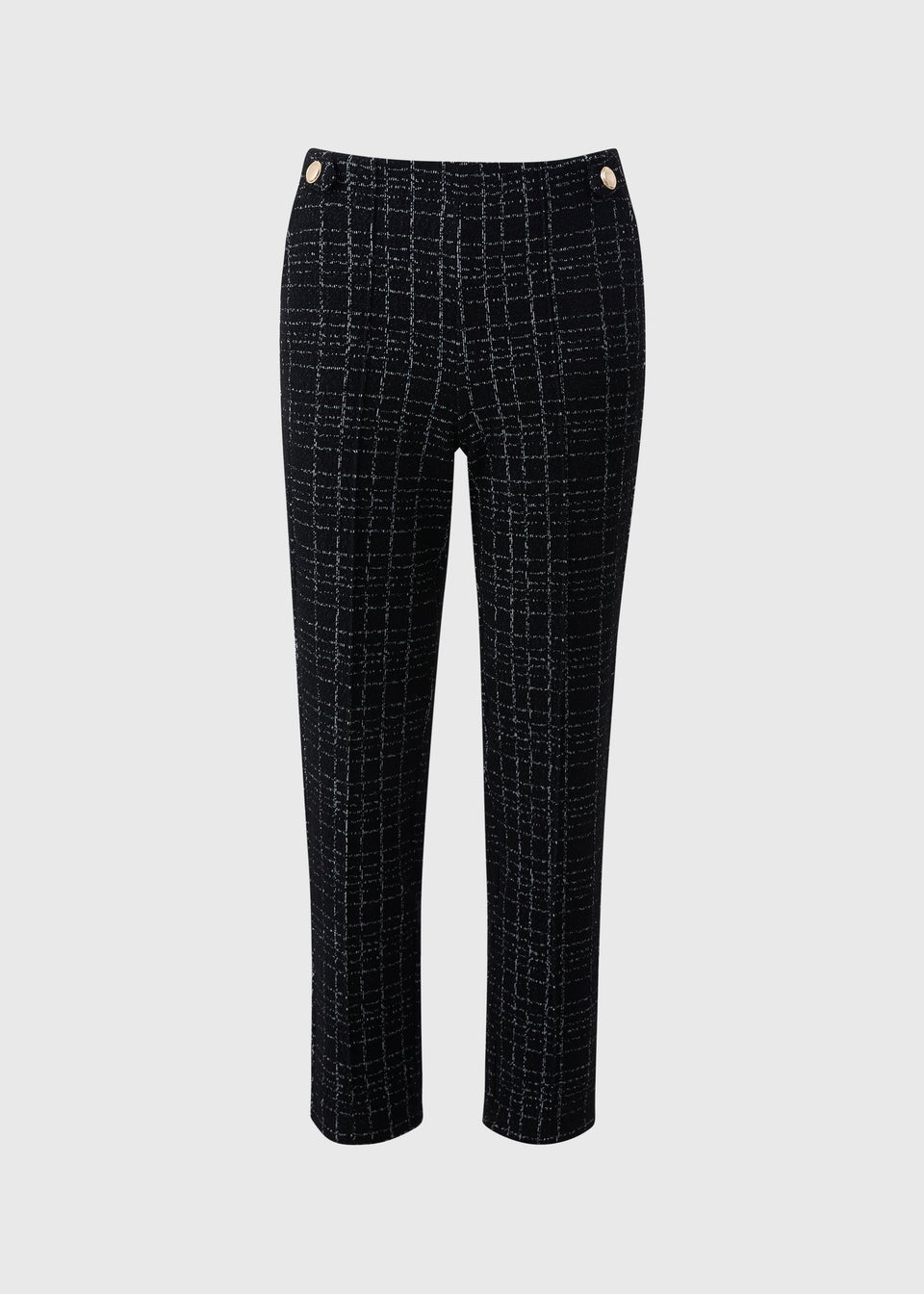 Et Vous Black Mono Check Ponte Boucle Trousers