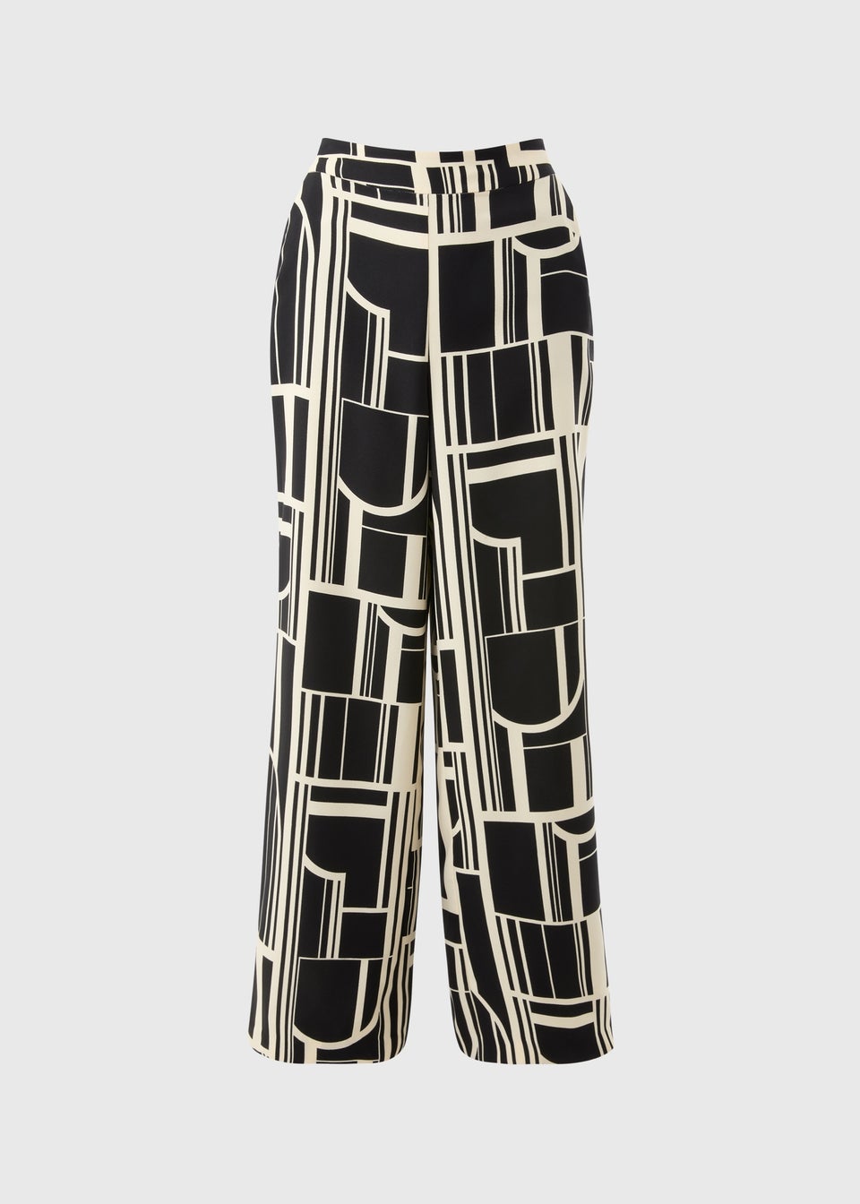 Black Geo Mono Straight Leg Co Ord Trousers