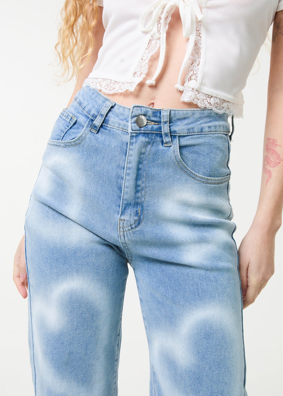 Pink Vanilla Denim Spray Heart Detail Jeans