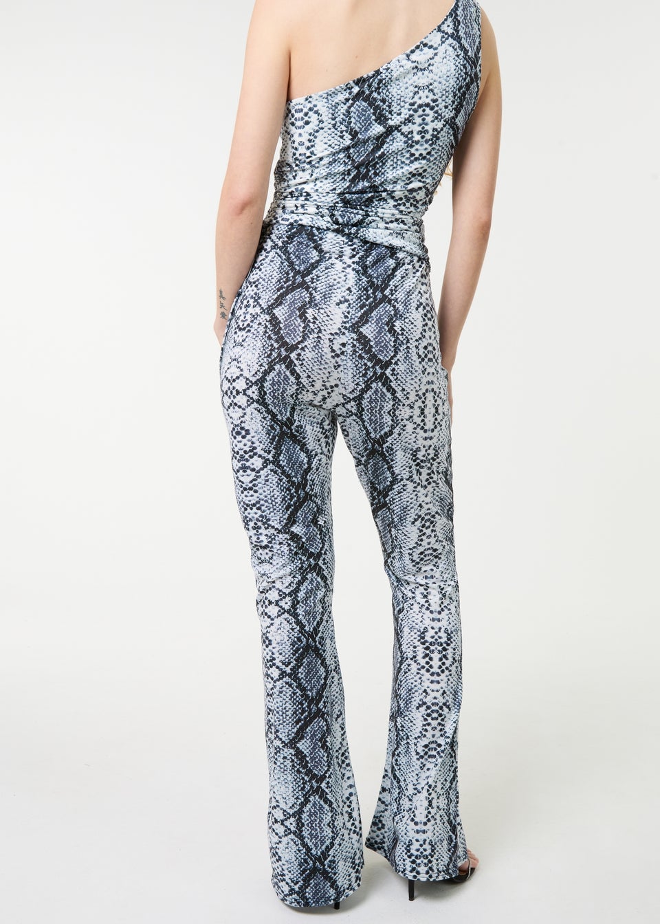 Pink Vanilla Grey Snake Print Flare Trousers