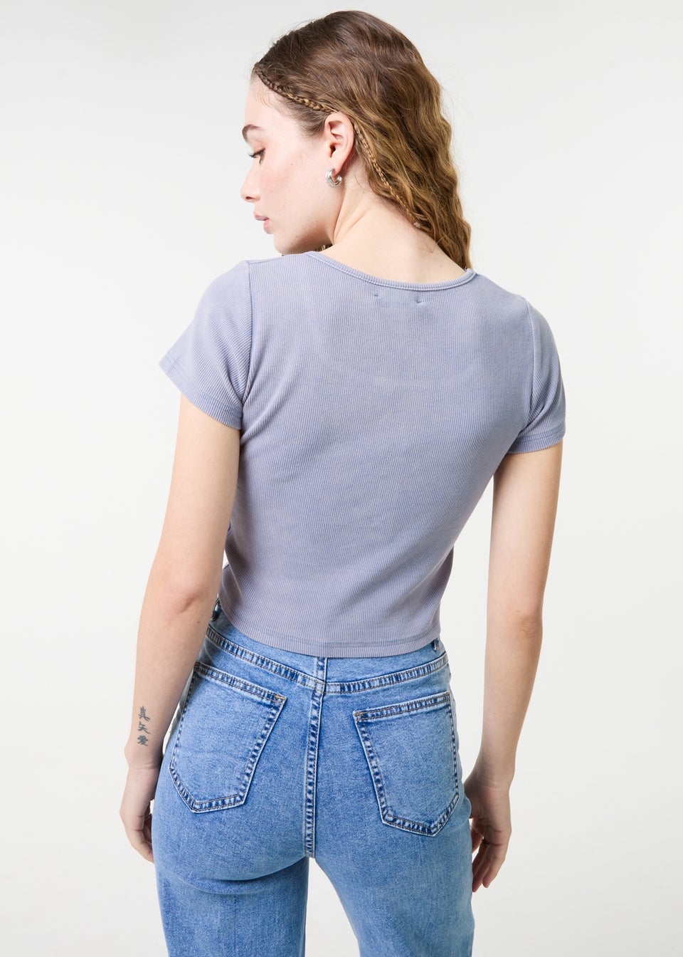 Pink Vanilla Blue Embellished Wash Rib Top