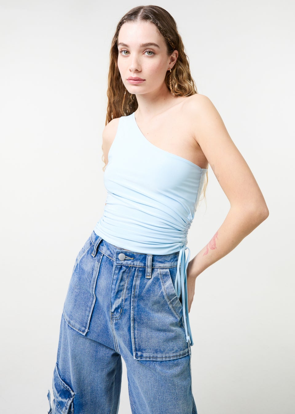 Pink Vanilla Blue Asymmetric Top