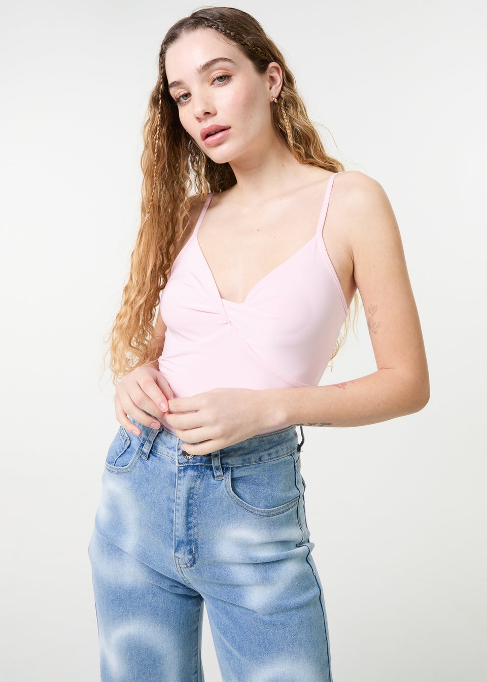 Pink Vanilla Pink Slinky Twist Front Bodysuit