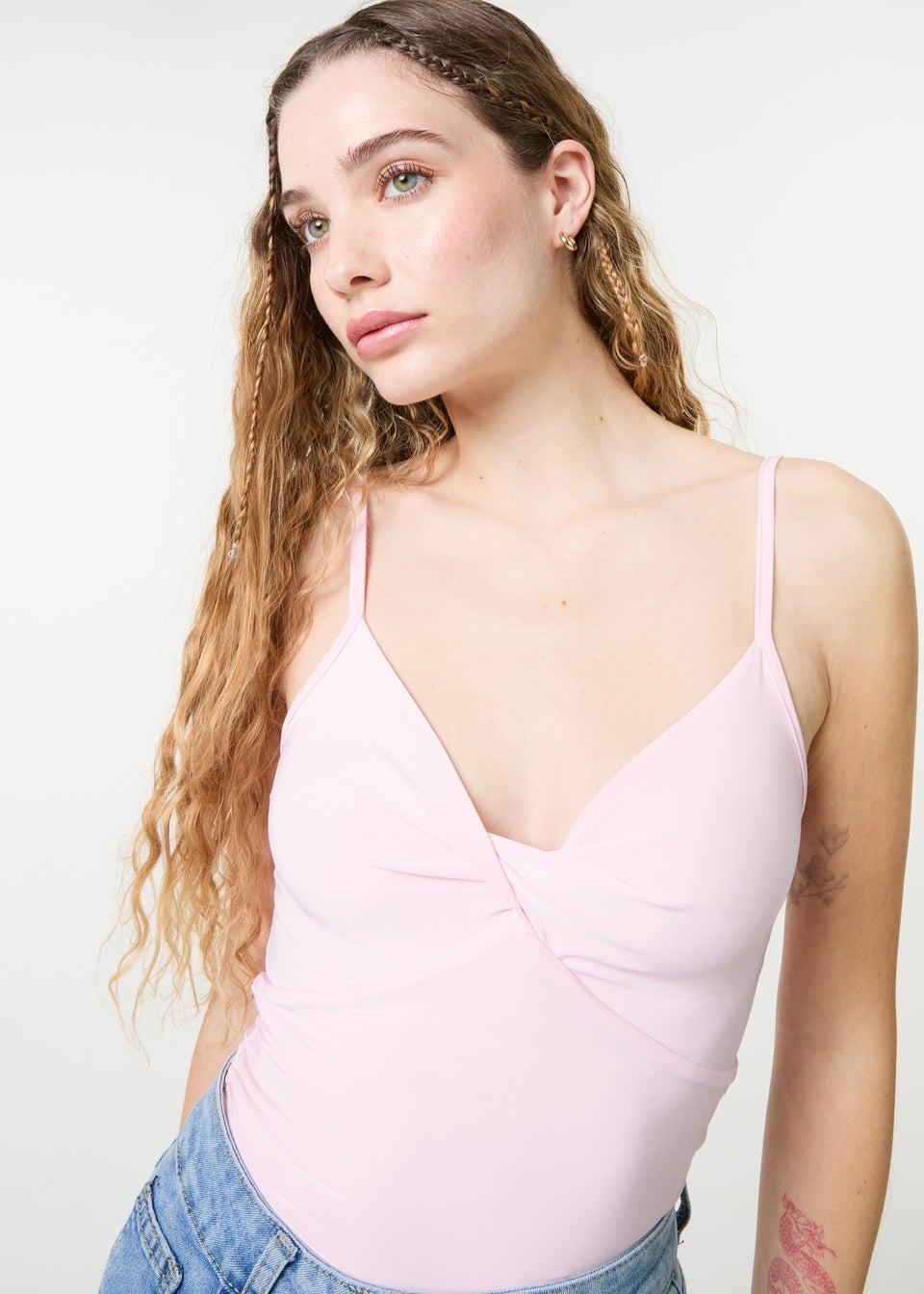 Pink Vanilla Pink Slinky Twist Front Bodysuit