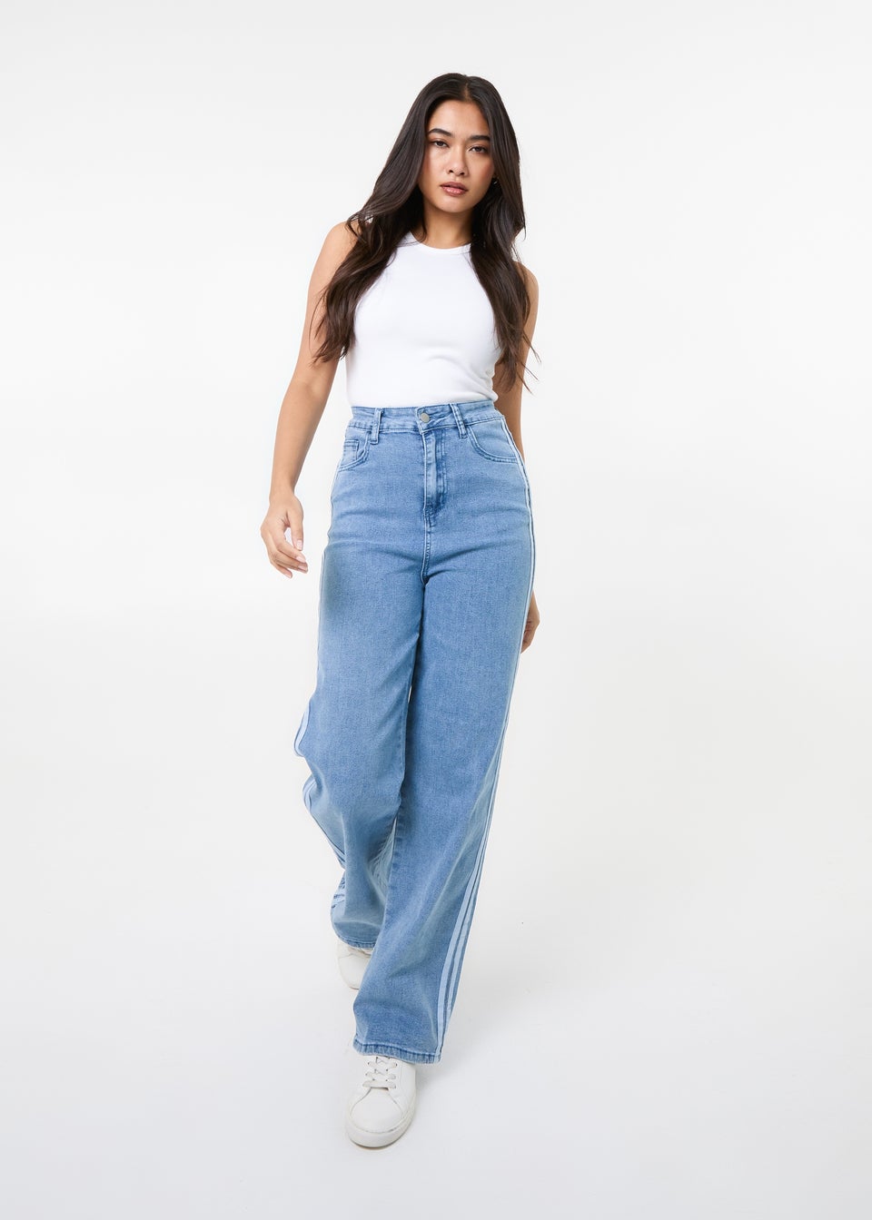 Pink Vanilla Denim Stripe Detail Denim High Waist Jeans