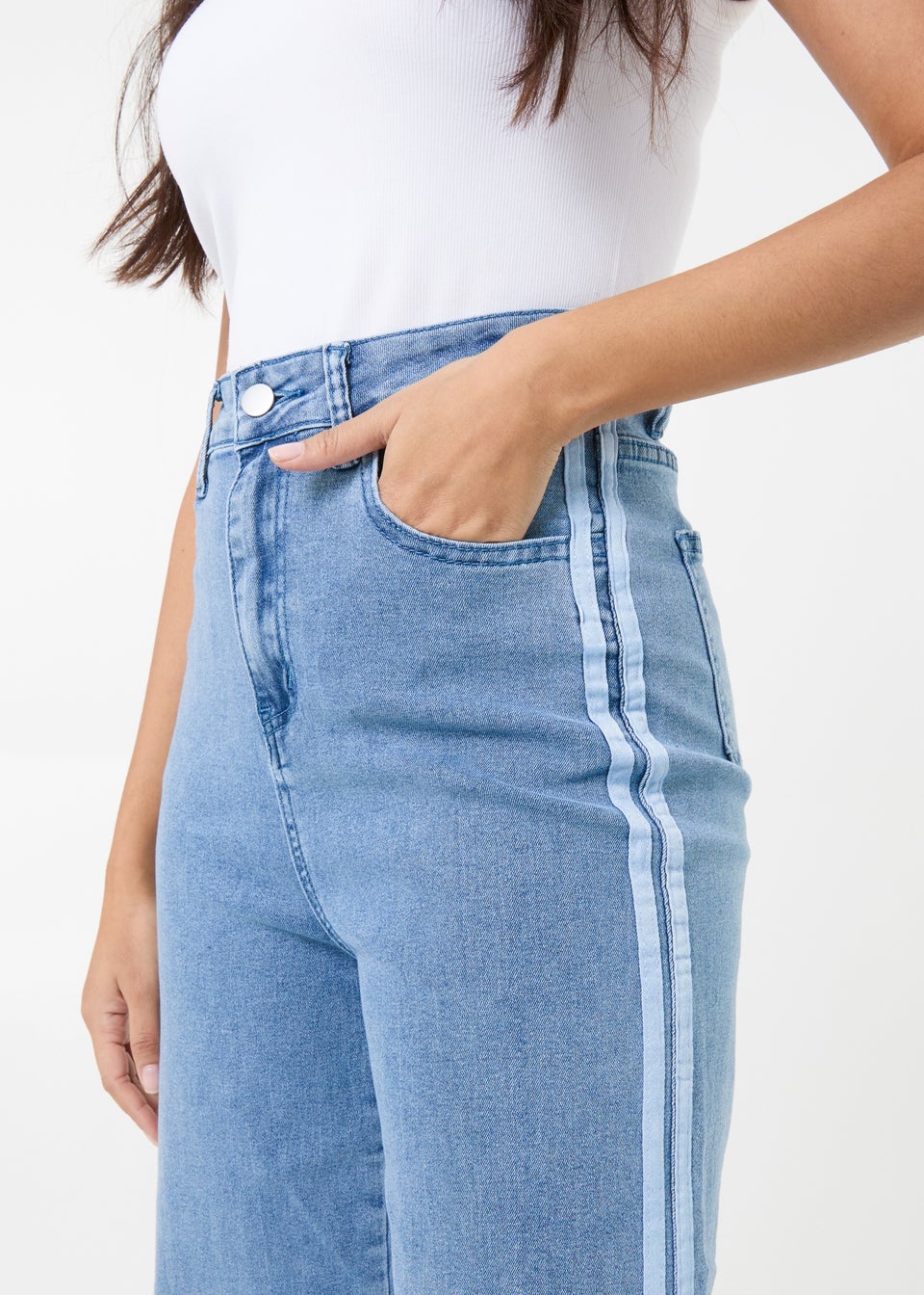 Pink Vanilla Denim Stripe Detail Denim High Waist Jeans