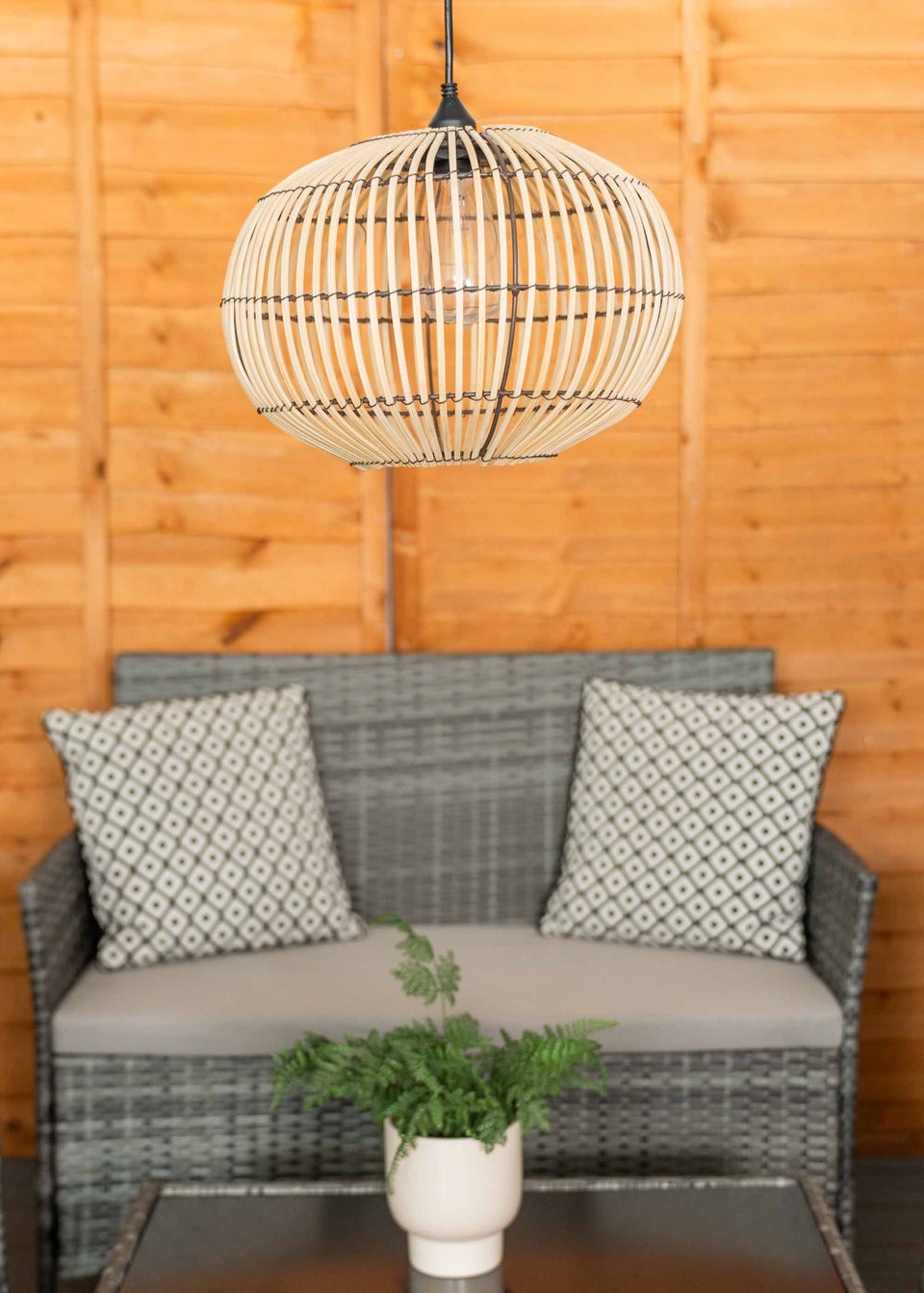 ValueLights Solar Bamboo Pendant Light With Integrated LED's  (110.5cm x 32cm x 32cm)