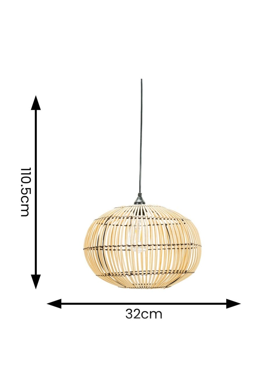 ValueLights Solar Bamboo Pendant Light With Integrated LED's  (110.5cm x 32cm x 32cm)