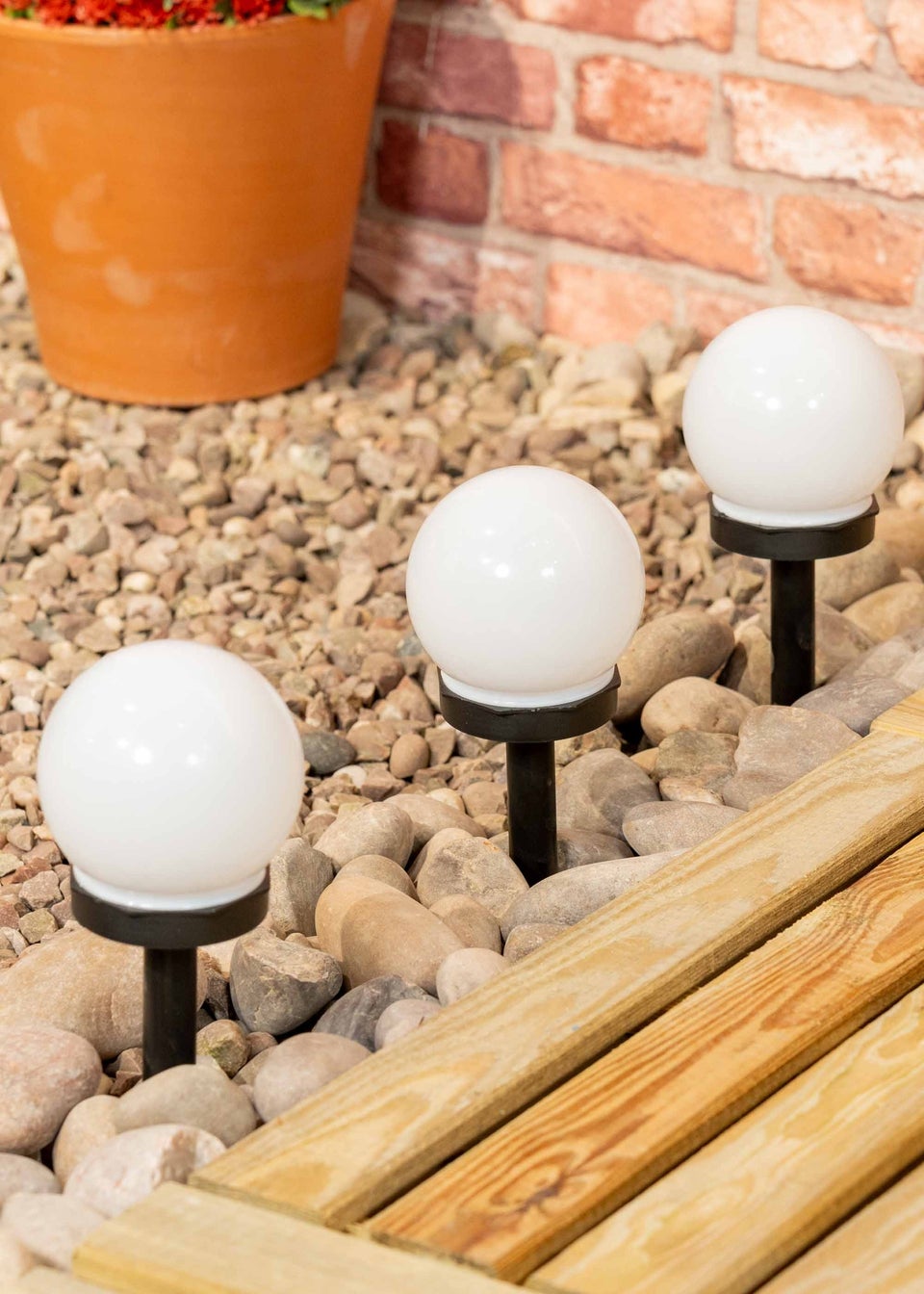 ValueLights Solar 3 Pack Black Spike Lights With Integrated Globe LED's