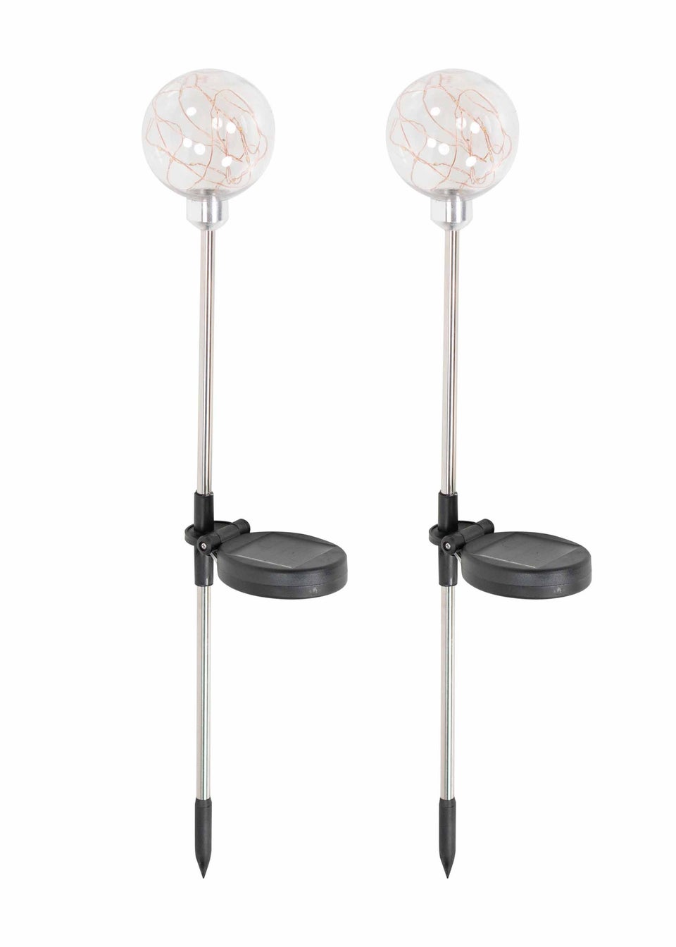 ValueLights Solar 2 Pack Fairy Light Spike Lights With Integrated LED's