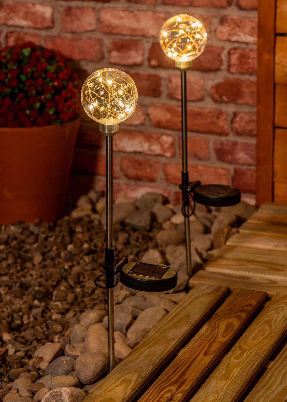 ValueLights Solar 2 Pack Fairy Light Spike Lights With Integrated LED's