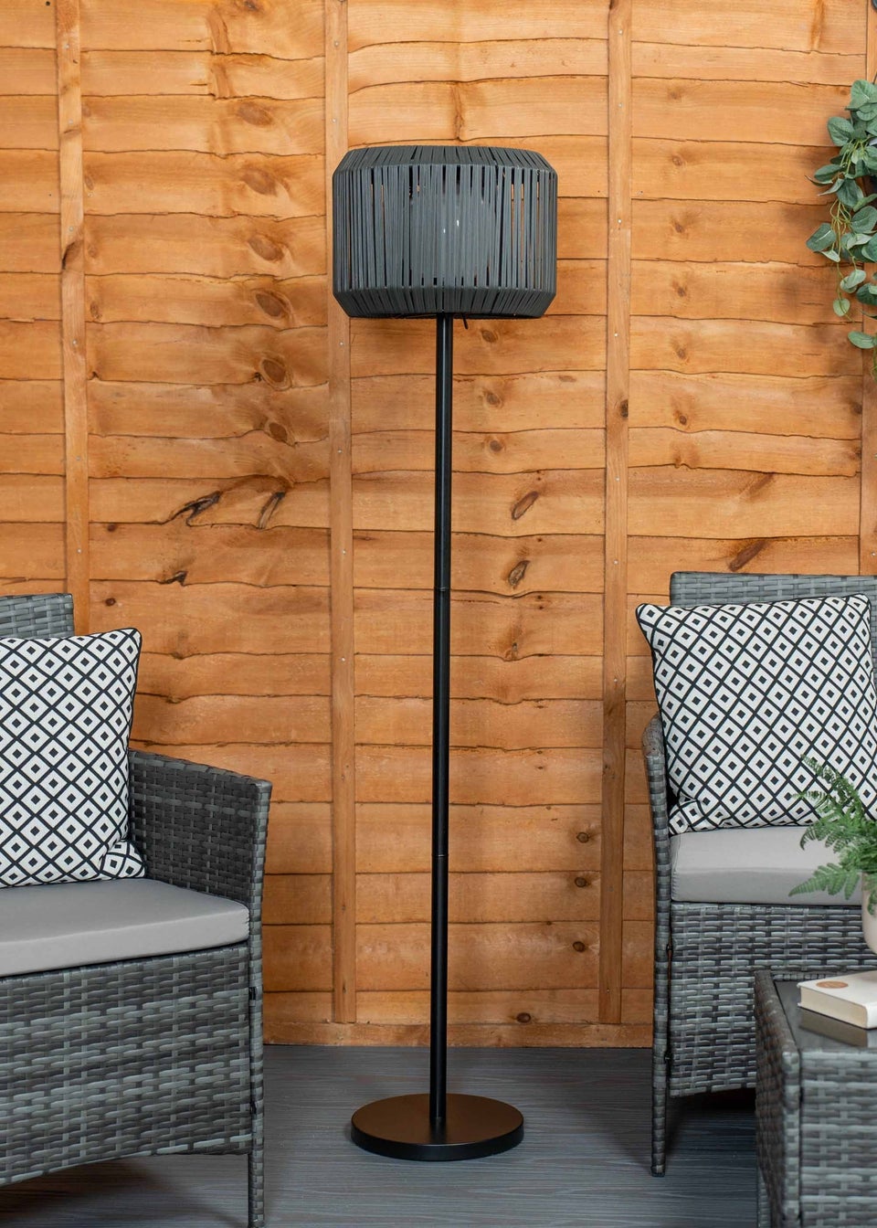 ValueLights Solar Grey Floor Lamp With Integrated LED's (148cm x 33cm x 33cm)