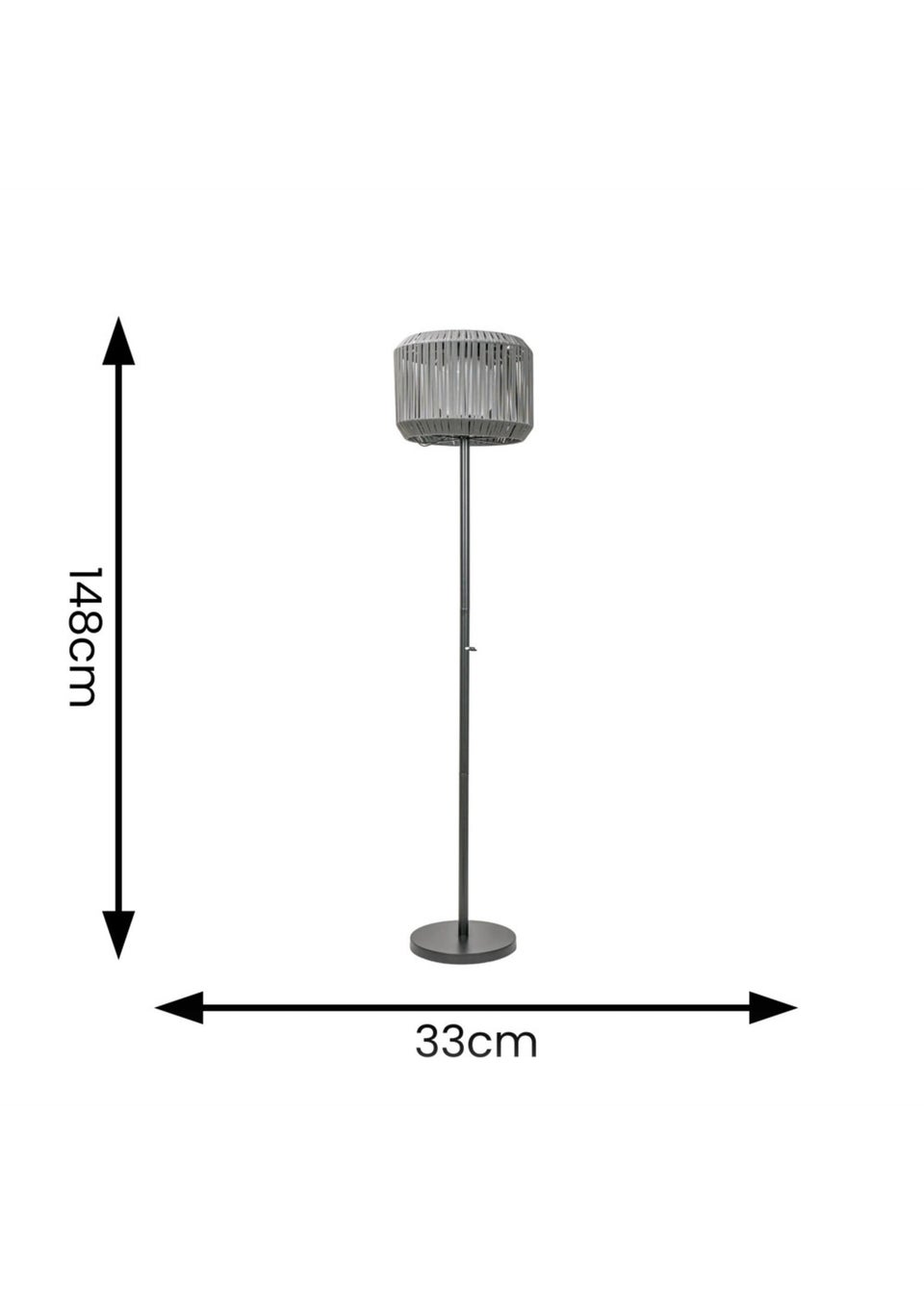 ValueLights Solar Grey Floor Lamp With Integrated LED's (148cm x 33cm x 33cm)