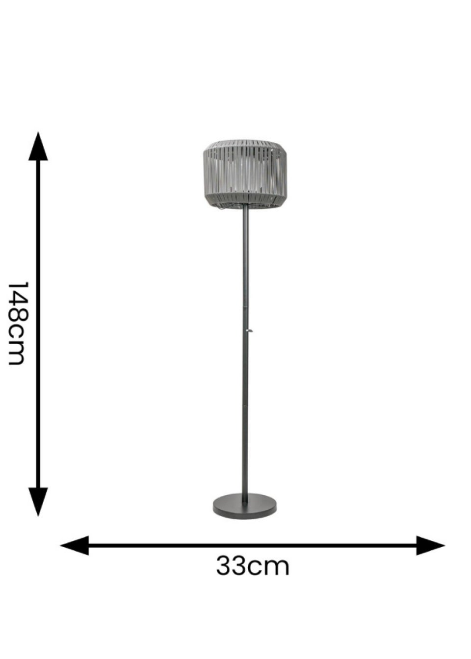 ValueLights Solar Grey Floor Lamp With Integrated LED's (148cm x 33cm x 33cm)