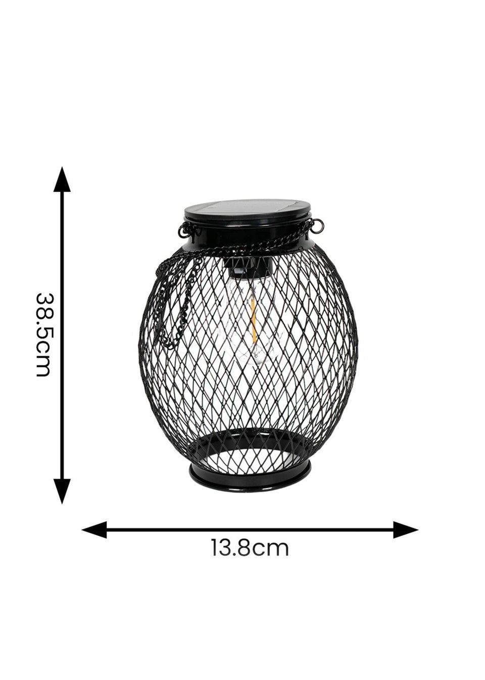 ValueLights Solar 2 Pack Black Mesh Lanterns With Integrated LED's  (38.5cm x 13.8cm x 13.8cm)