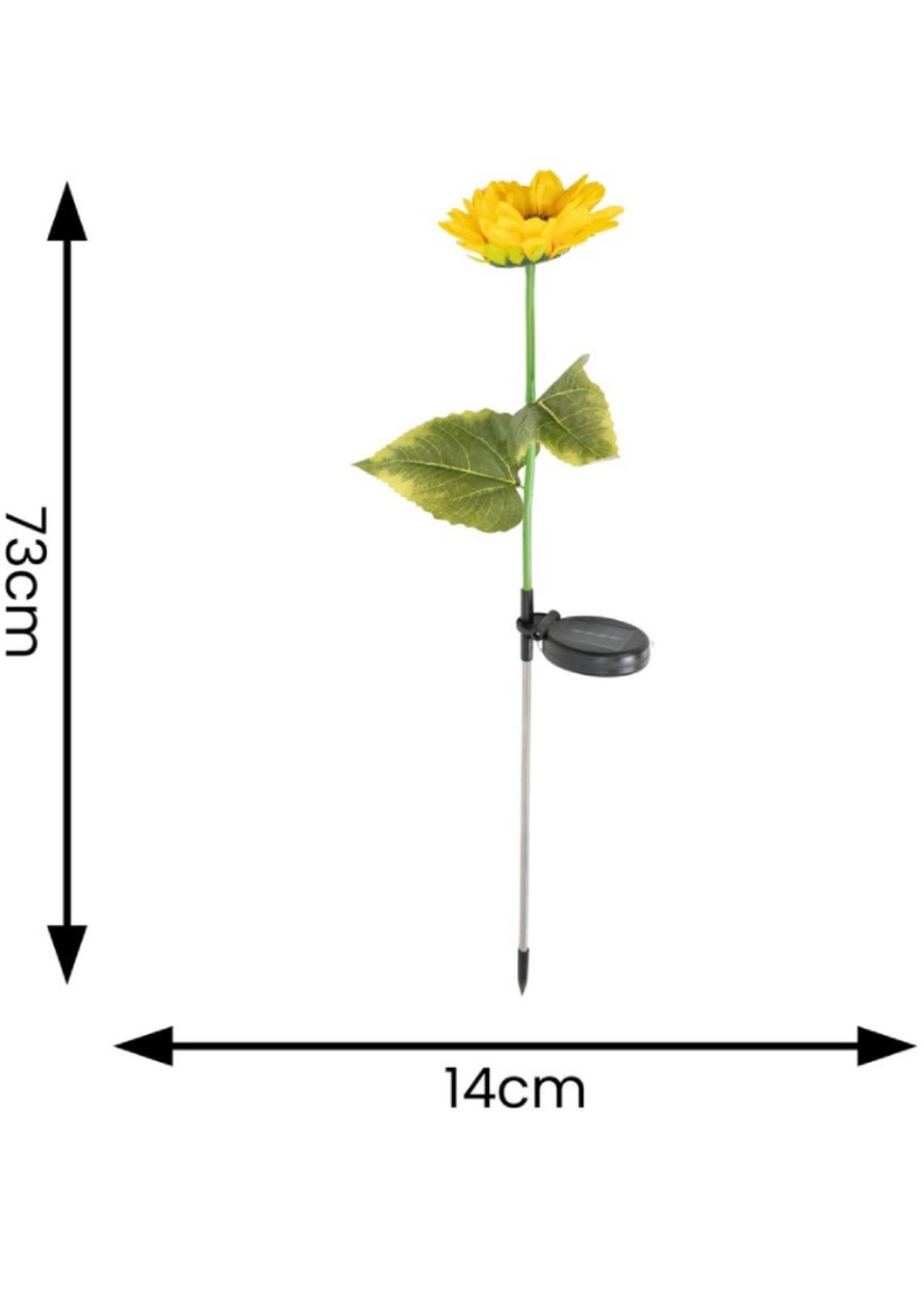 ValueLights Solar 2 Pack Sunflower Spike Lights With Integrated LED's (73cm x 14cm x 14cm)
