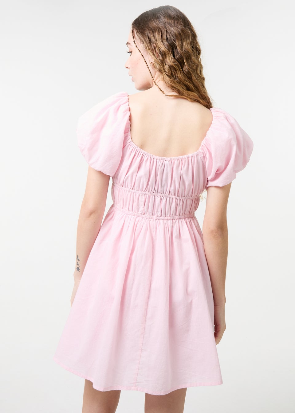 Pink Vanilla Pink Puff Sleeve Mini Dress with Shorts