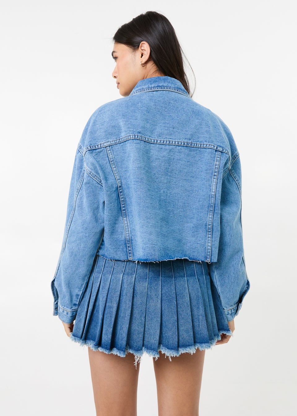 Pink Vanilla Blue Cropped Denim Jacket