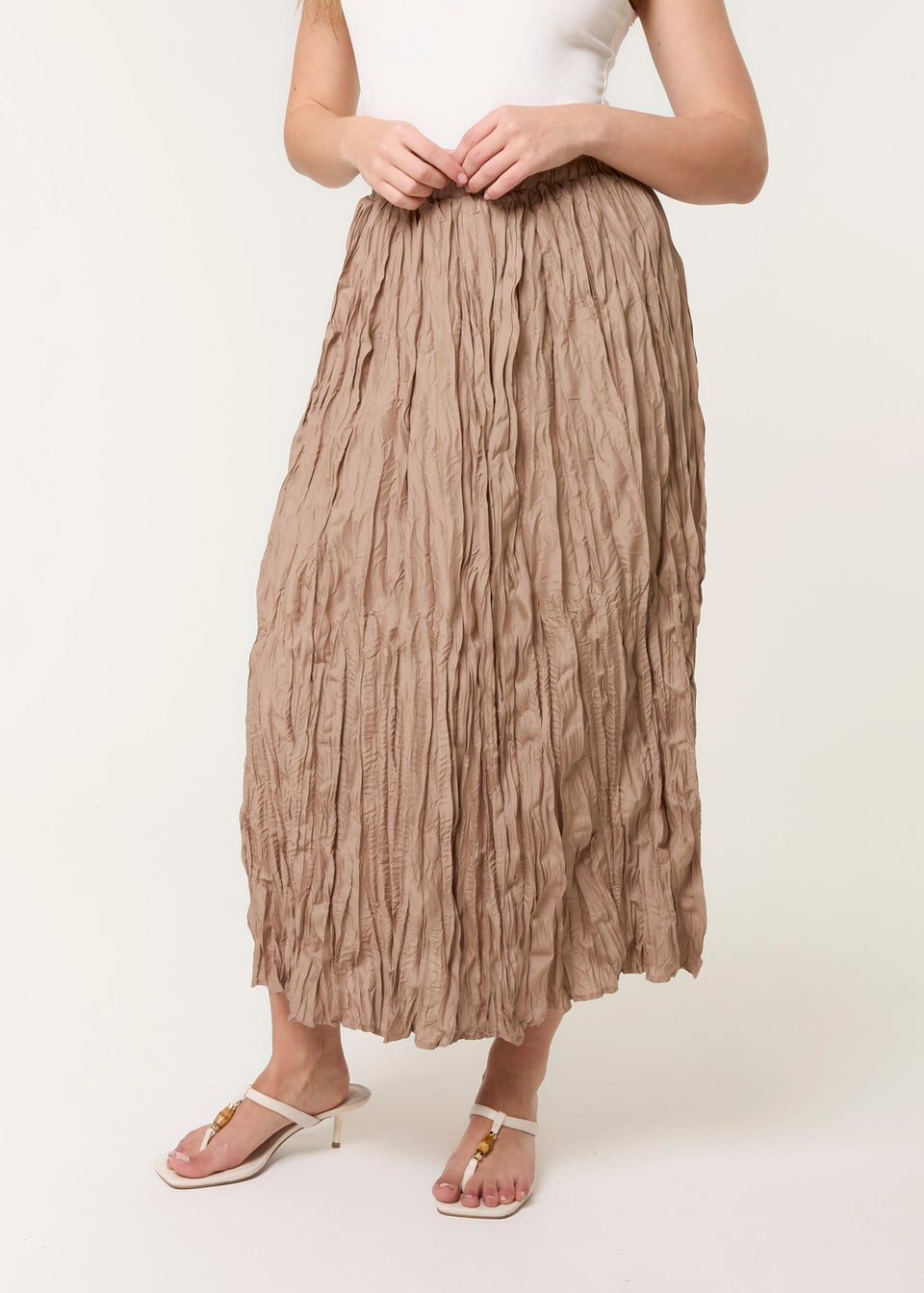 Blue Vanilla Mocha Crinkled Texture Skirt