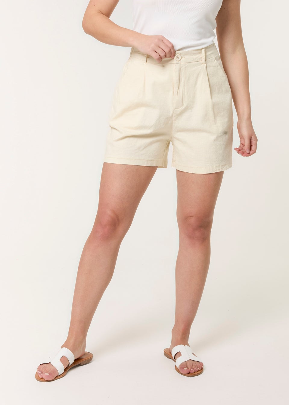 Blue Vanilla Stone Shorts With Pleated Design