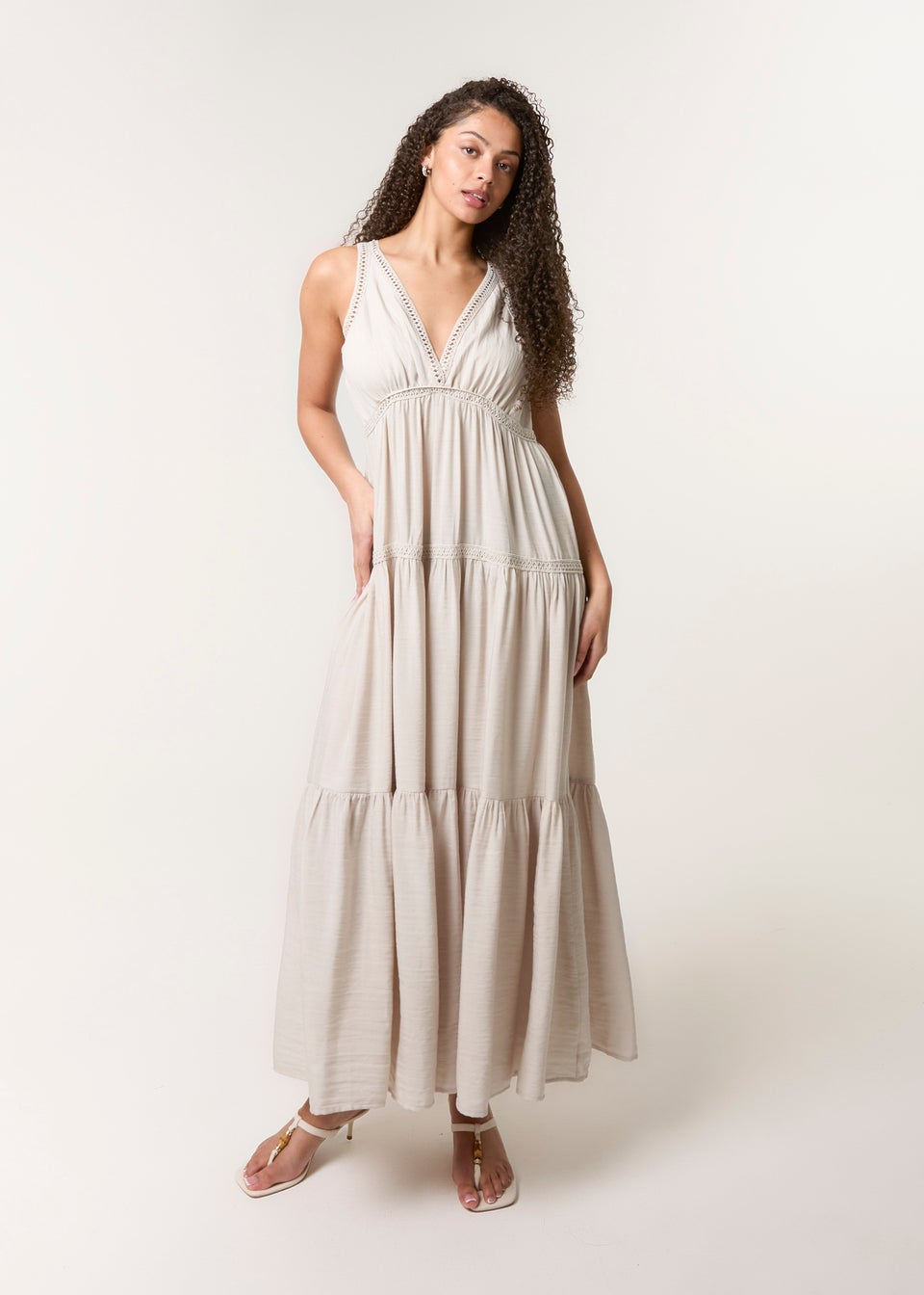 Blue Vanilla Stone Maxi V Neck Dress