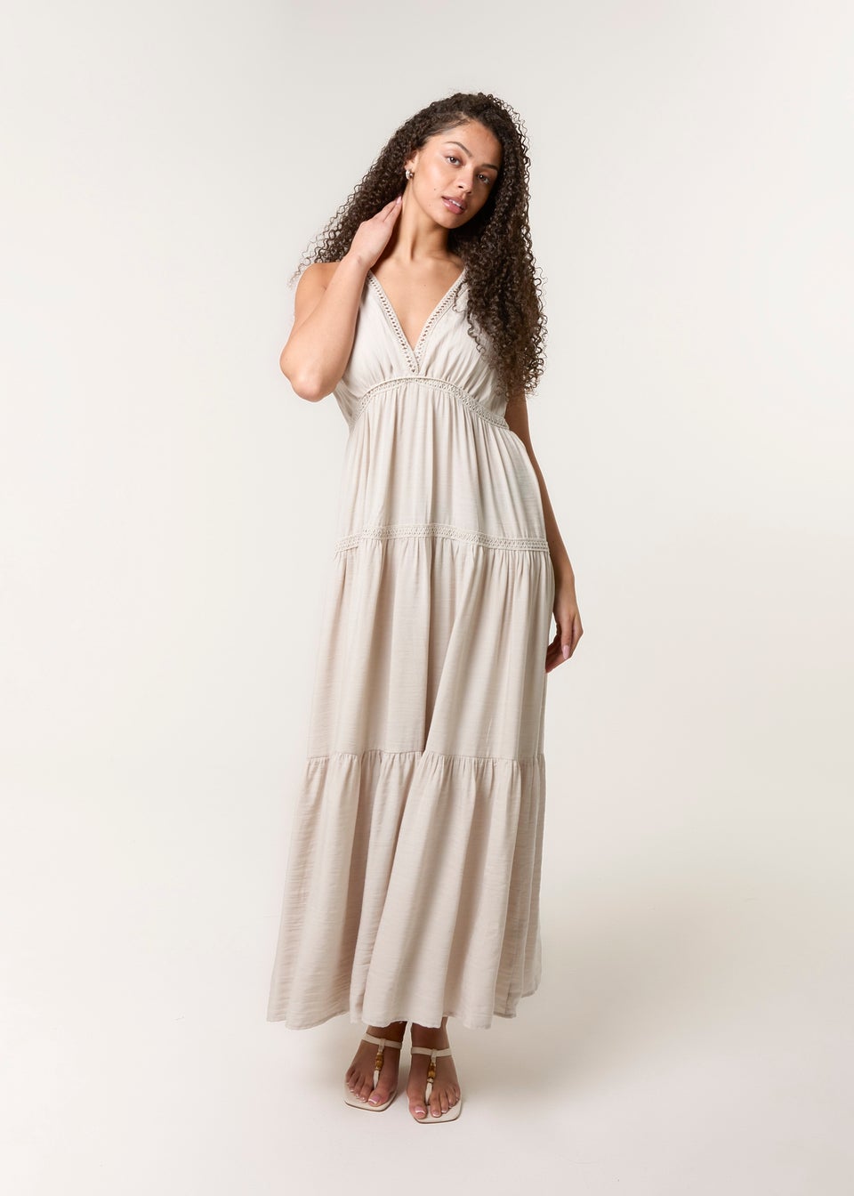 Blue Vanilla Stone Maxi V Neck Dress