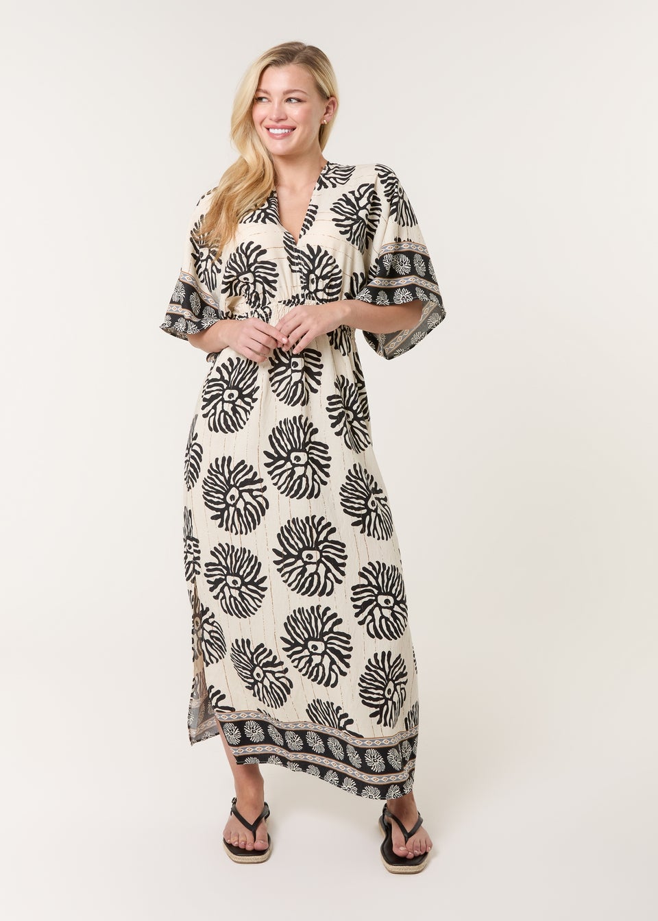 Blue Vanilla Black Elasticated V-Neck Dress