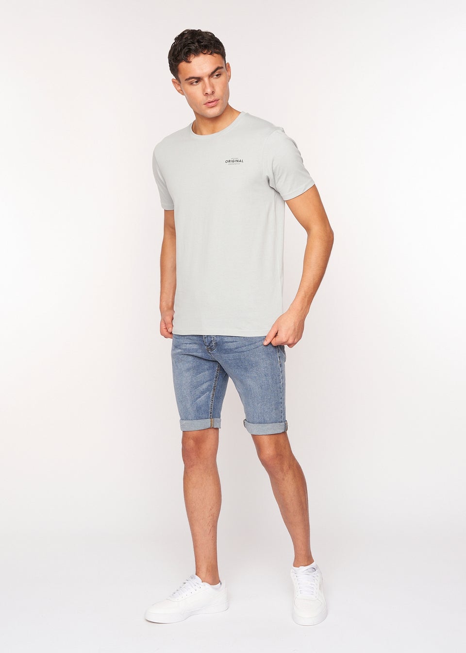 Crosshatch Light Wash Reestier Denim Shorts