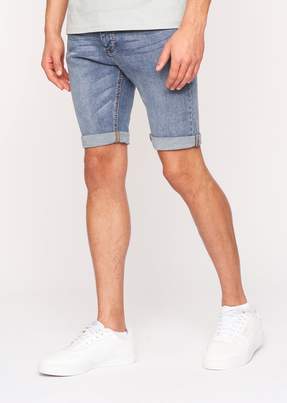 Crosshatch Light Wash Reestier Denim Shorts