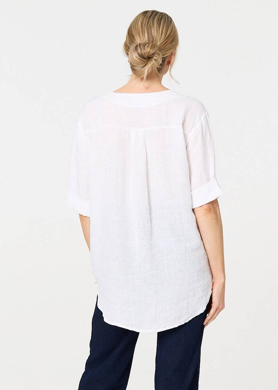 Izabel London White Button Detail V-Neck Blouse