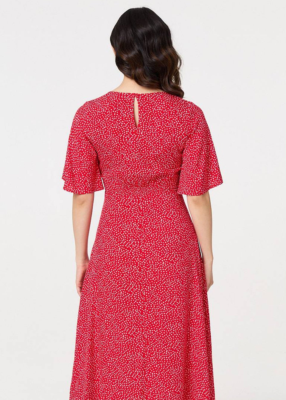 Izabel London Red Polka Dot Print Midi Dress