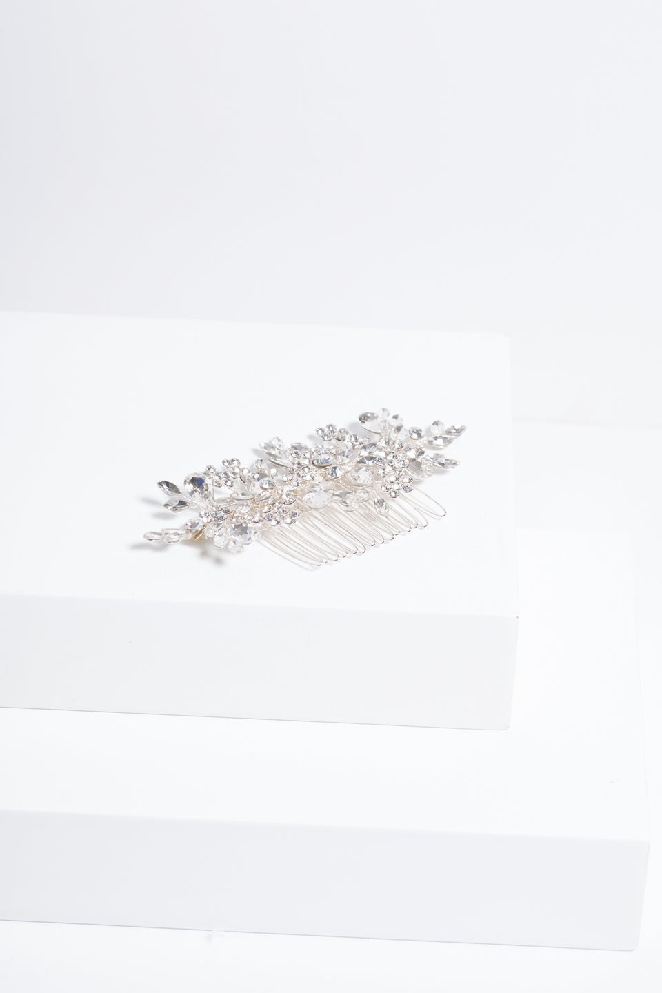 Jon Richard Silver Plated Crystal Floral Hair Comb